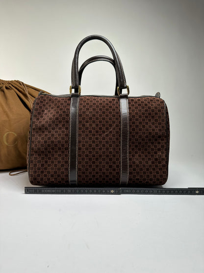 Vintage Gucci GG Monogram Suede Top-Handle Bag Late 1970s Brown