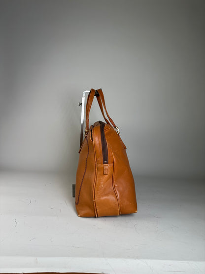 Vintage Chloe Leather Tote Bag Tan Gold-tone