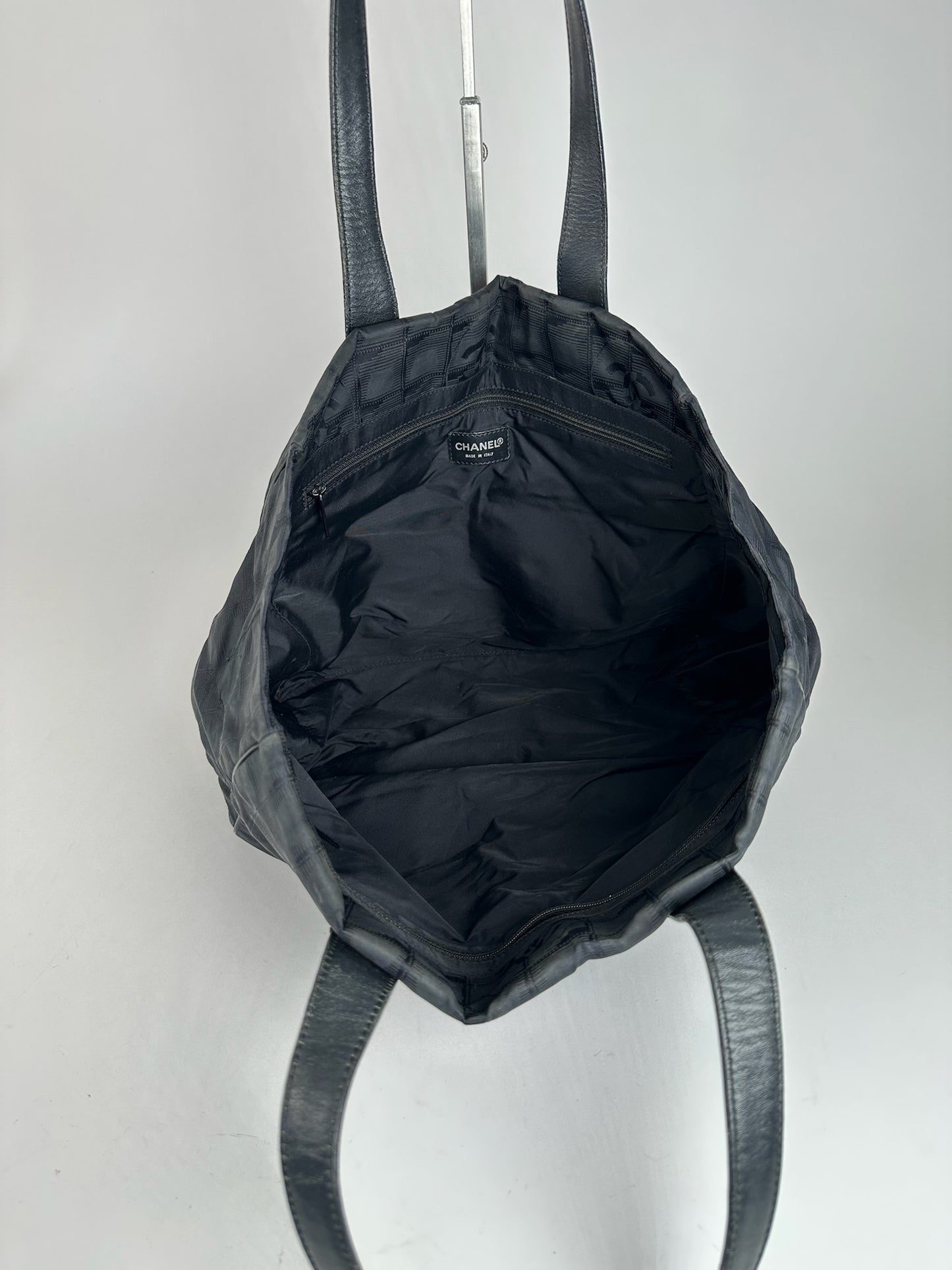 Vintage Chanel Monogram Canvas Shopper Bag Black