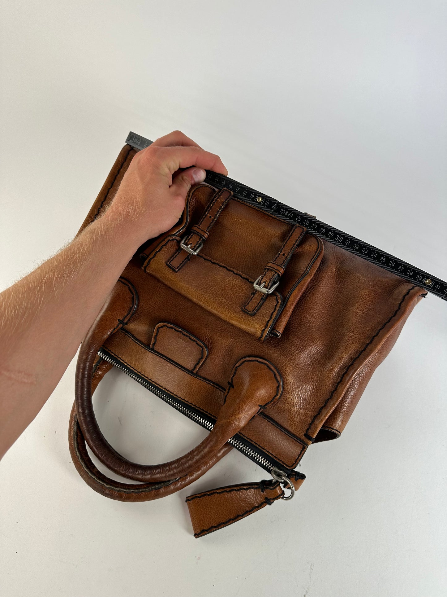 Vintage Chloe Leather Shoulder Bag Cognac Silver