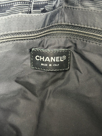 Vintage Chanel Monogram Canvas Shopper Bag Black