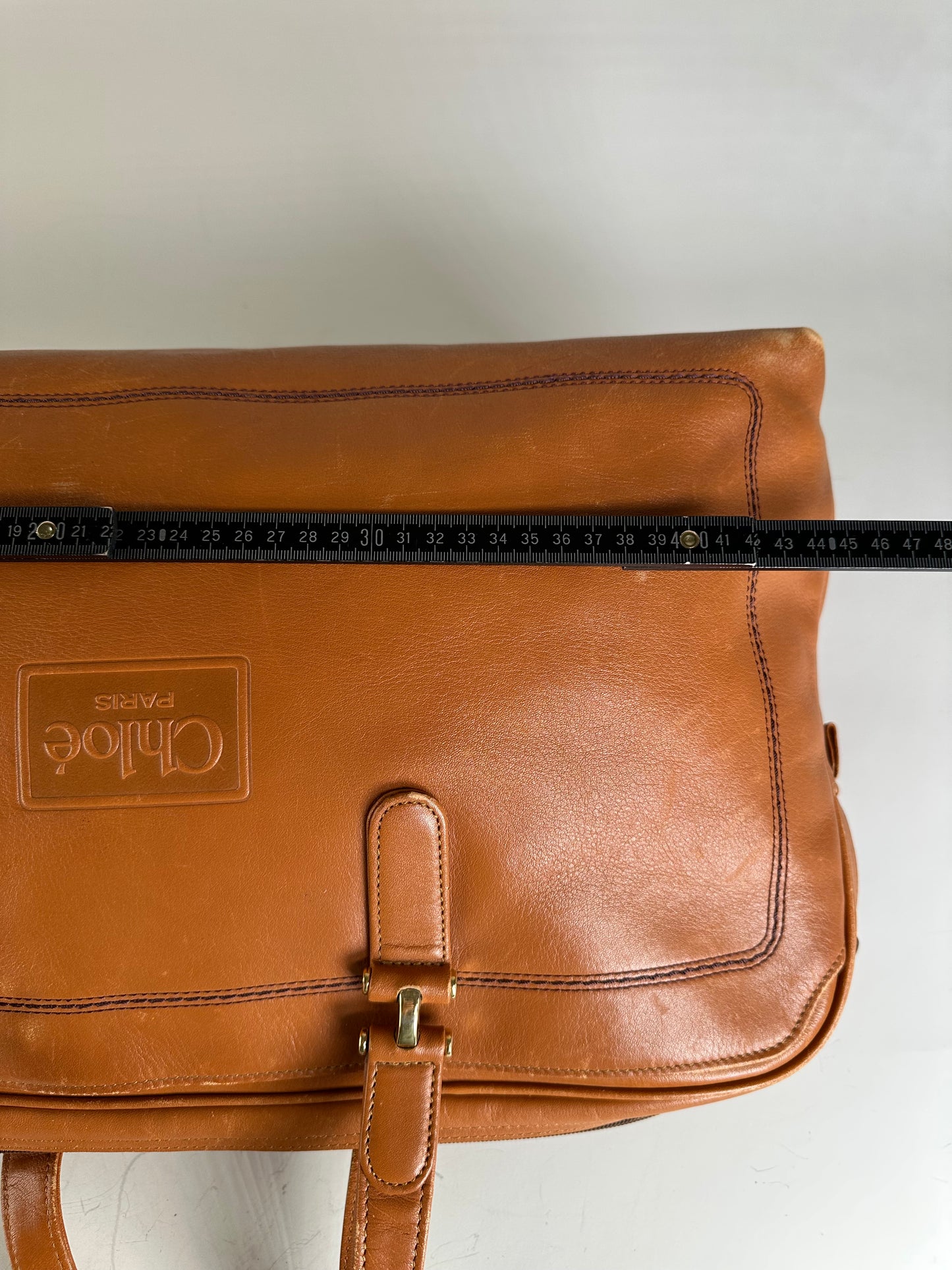 Vintage Chloe Leather Tote Bag Tan Gold-tone