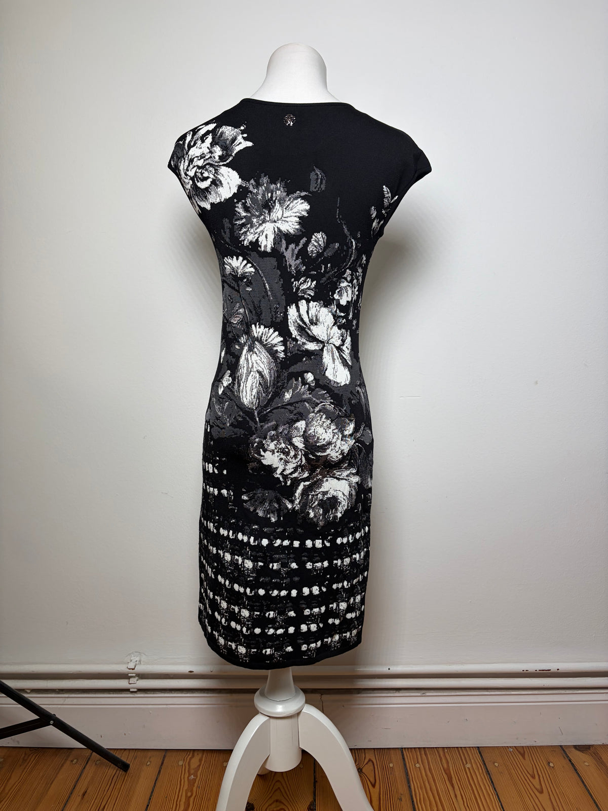 Vintage Roberto Cavalli Sleeveless Jacquard Dress Black White L