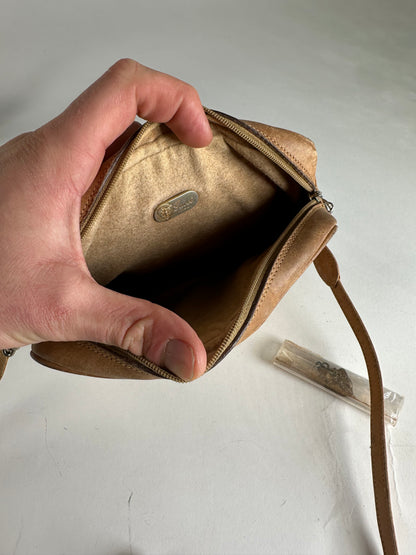 Vintage Gucci Monogram Leather Bag Beige Brown