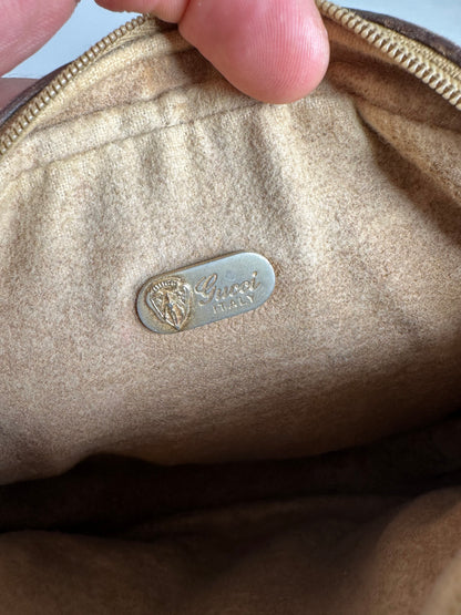 Vintage Gucci Monogram Leather Bag Beige Brown