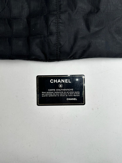 Vintage Chanel Monogram Canvas Shopper Bag Black