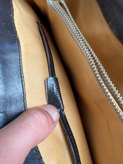 Sac vintage en toile et cuir Macadam Monogram Celine Paris marron