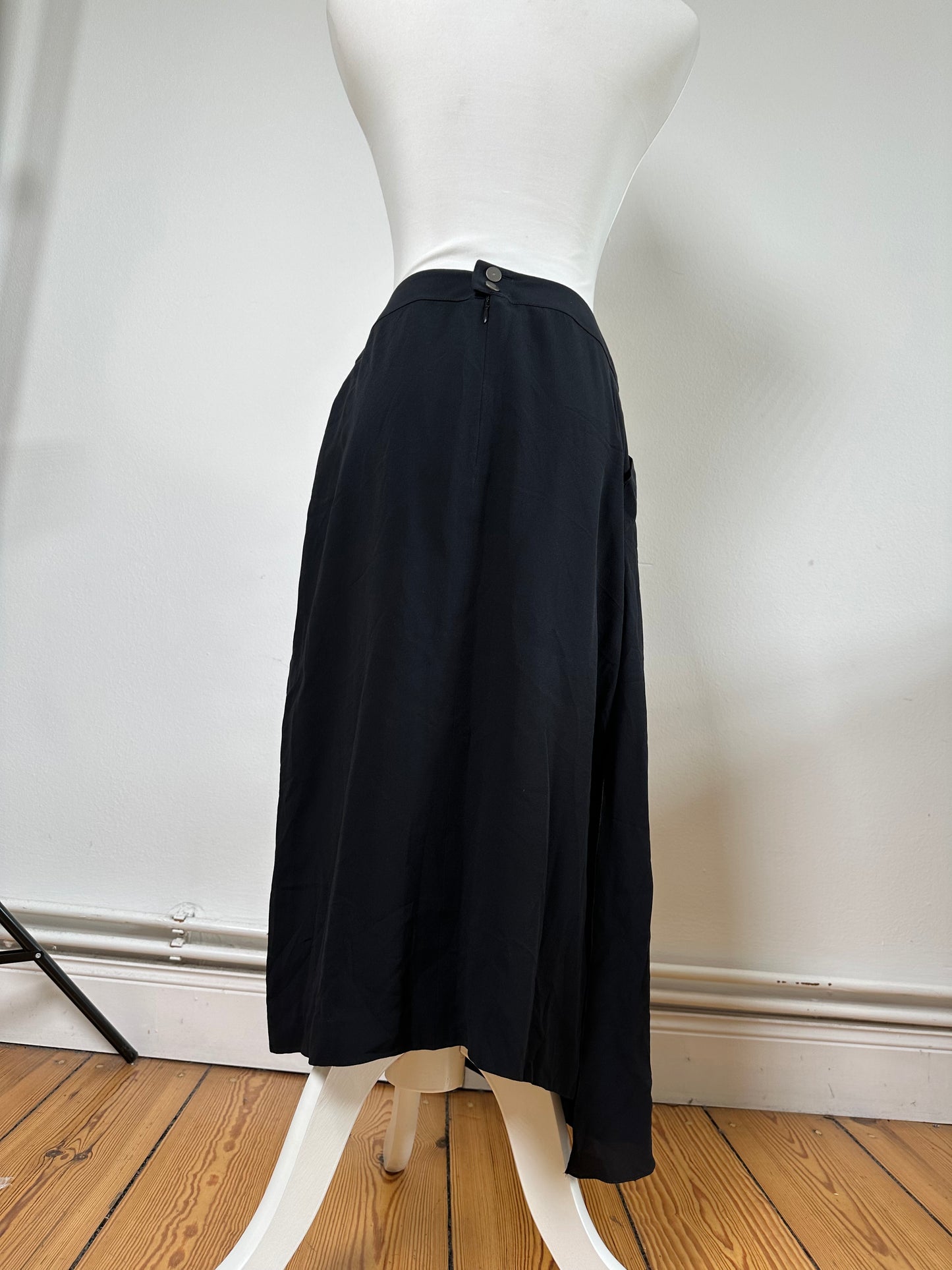 Vintage Chanel Silk Skirt Black M