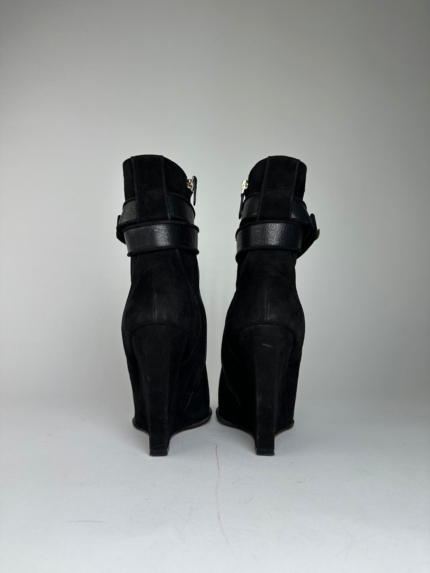 Vintage Givenchy Heeled Suede Leather Boots Black EU36