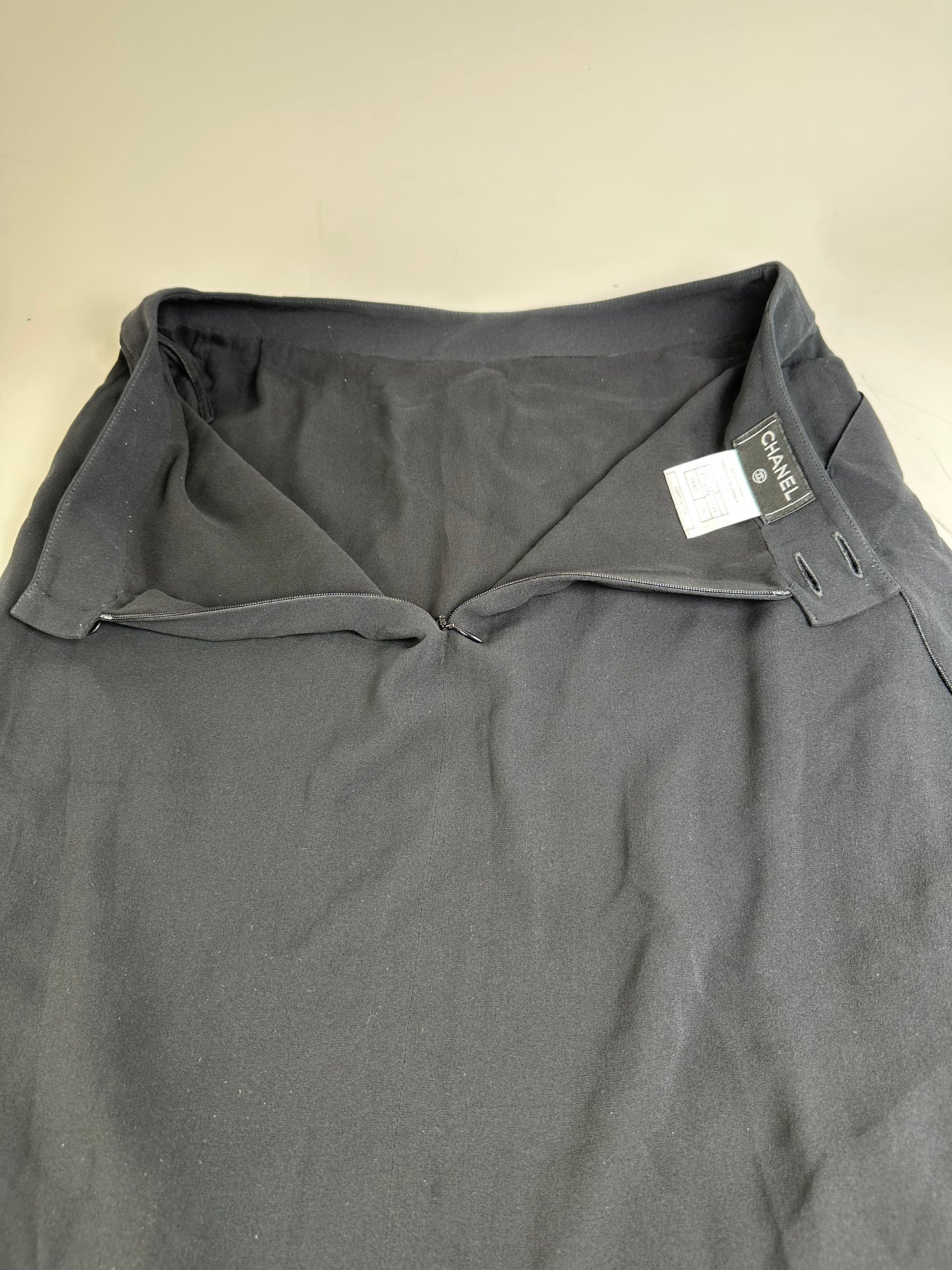 Vintage Chanel Silk Skirt Black M