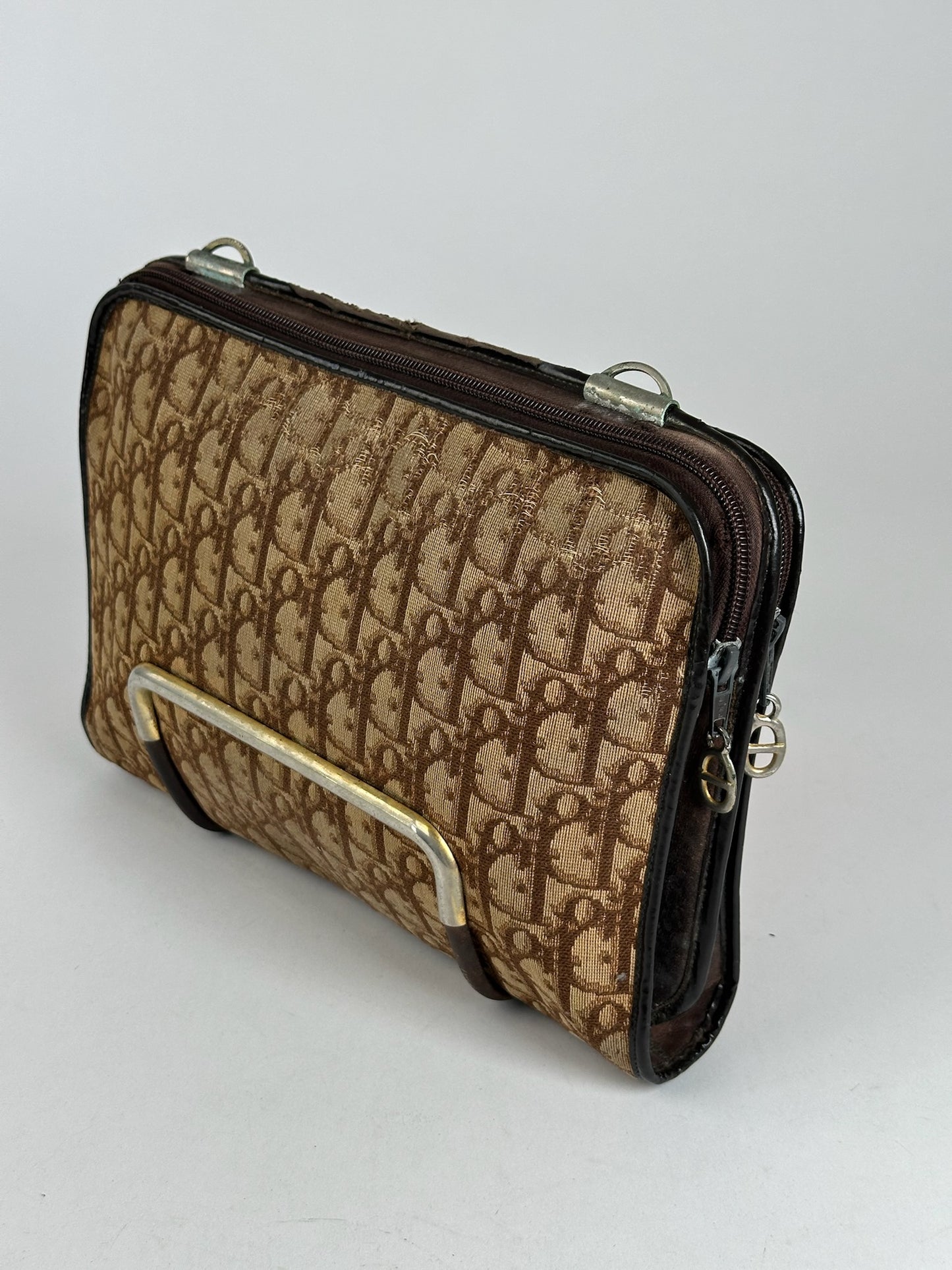 Vintage Dior Canvas Monogram Clutch brown