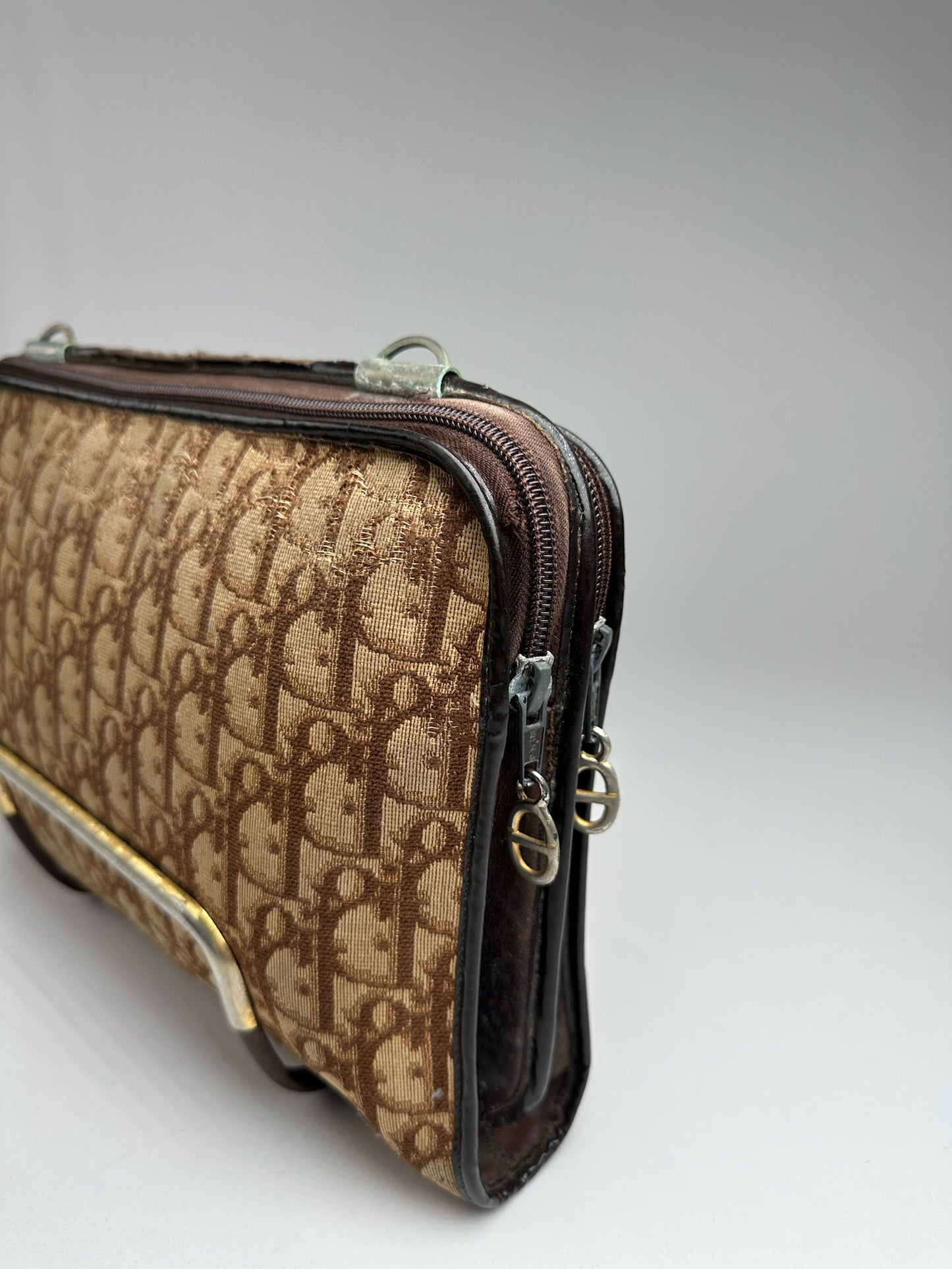 Vintage Dior Canvas Monogram Clutch brown