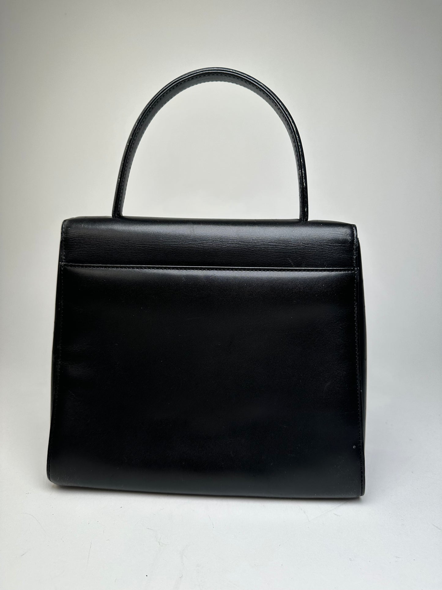 Vintage Givenchy Leather Shoulder Bag Black Silver