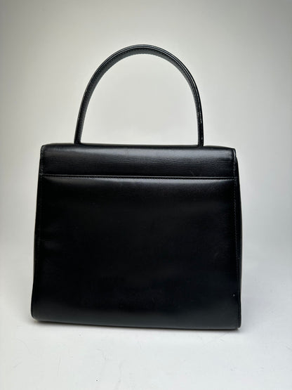 Vintage Givenchy Leather Shoulder Bag Black Silver