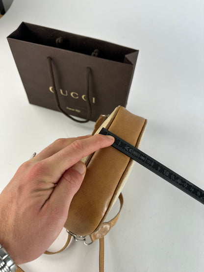 Vintage Gucci Monogram Leather Bag Beige Brown