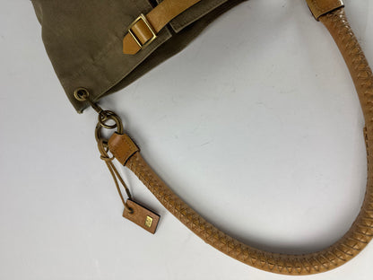 Vintage Gucci Canvas Leather Tote Bucket Bag Khaki Brown