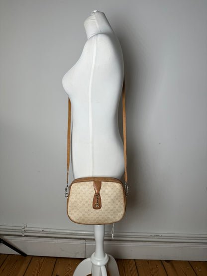 Vintage Gucci Monogram Leather Bag Beige Brown