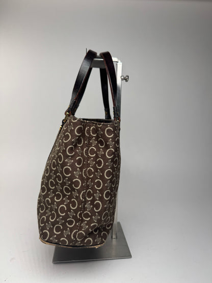 Sac vintage en toile et cuir Macadam Monogram Celine Paris marron