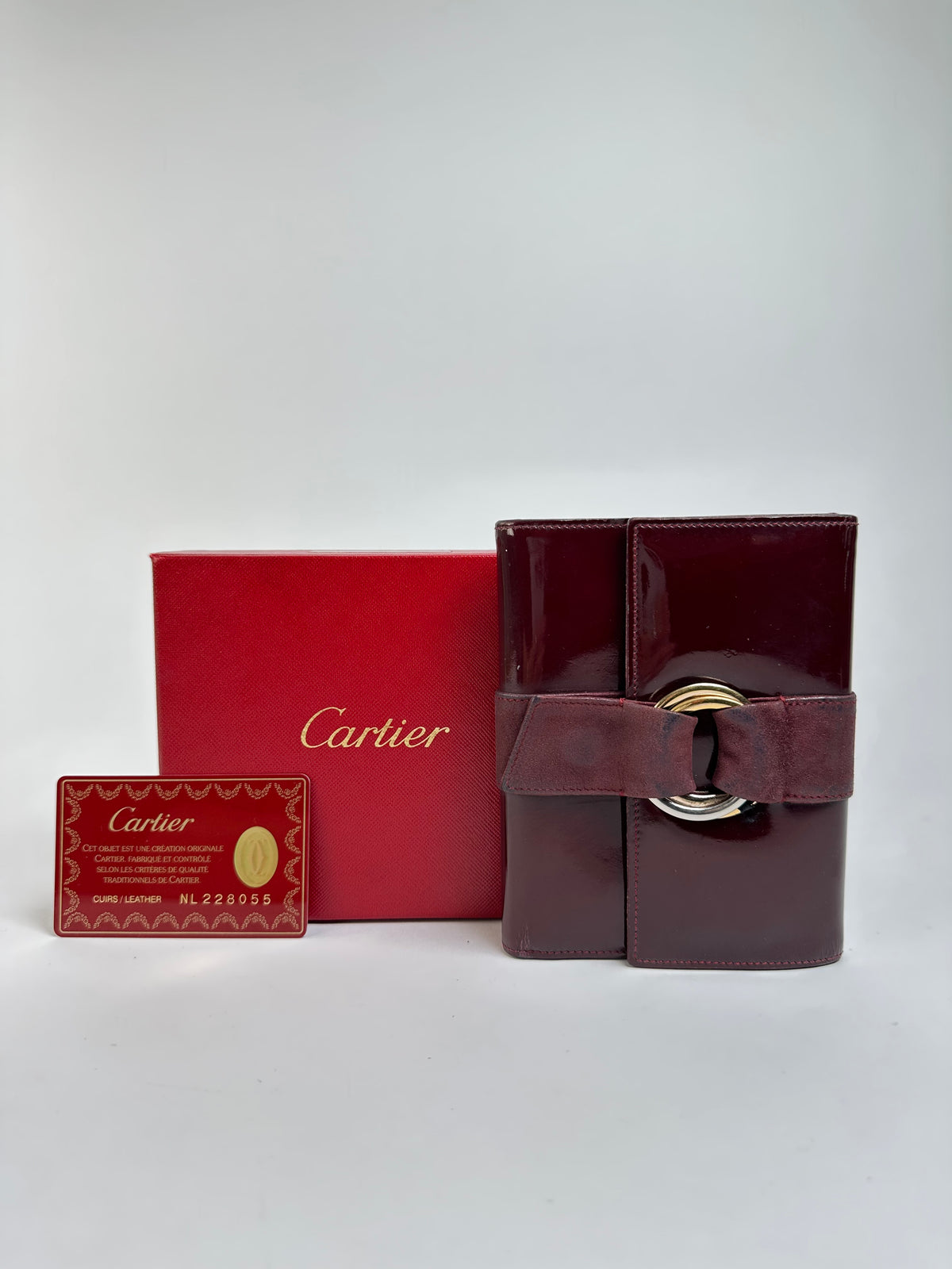 Vintage Cartier Trinity Bifold Wallet Late 1990s Burgundy Patent