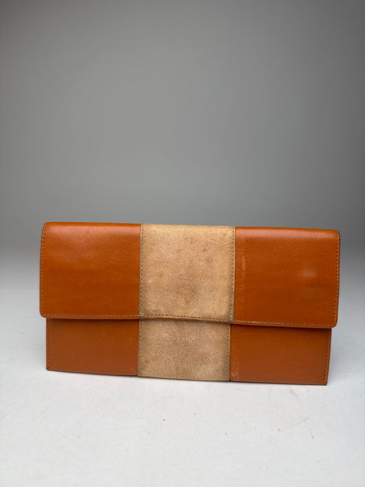 Vintage Dior Leather Suede ID Holder Orange-Brown Beige