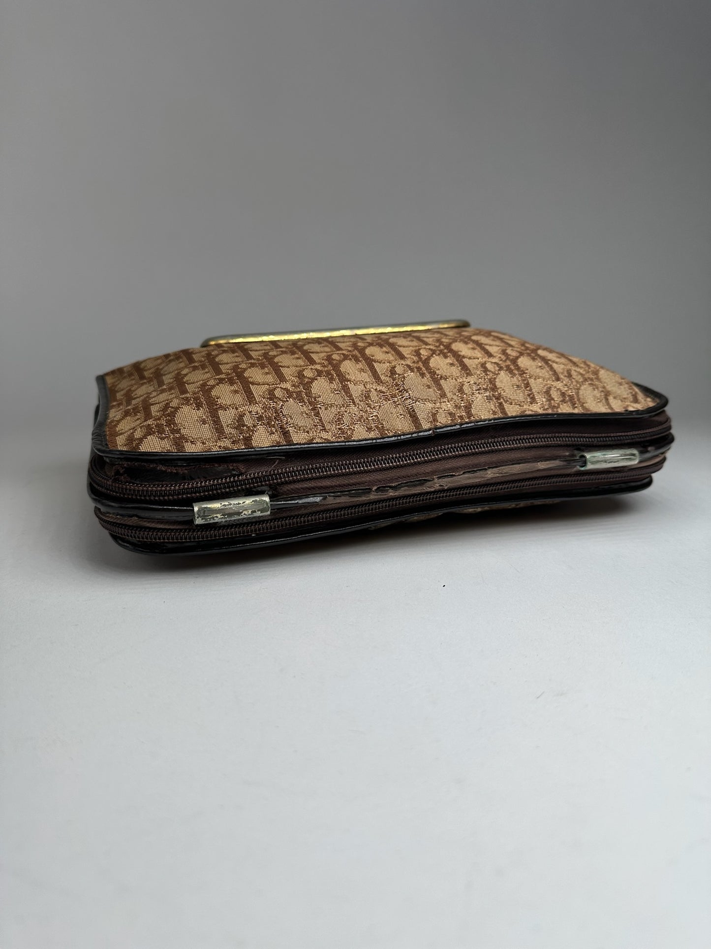 Vintage Dior Canvas Monogram Clutch brown