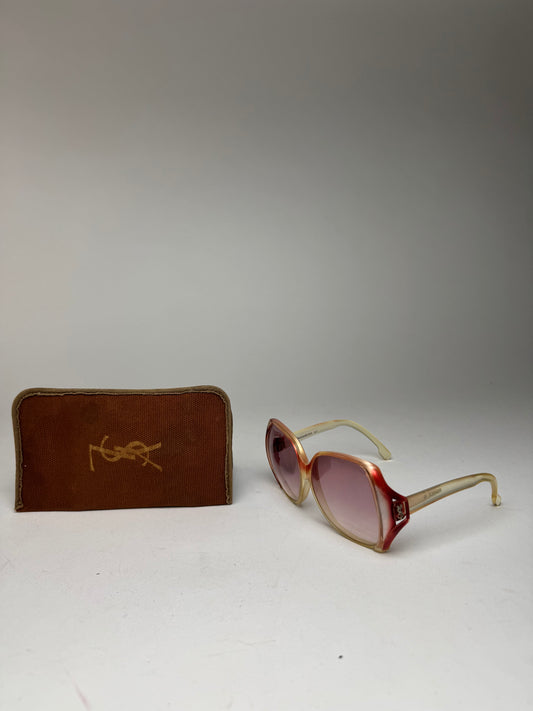 Vintage Yves Saint Laurent Oversized Sunglasses Red beige