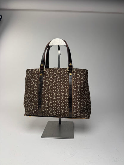 Sac vintage en toile et cuir Macadam Monogram Celine Paris marron