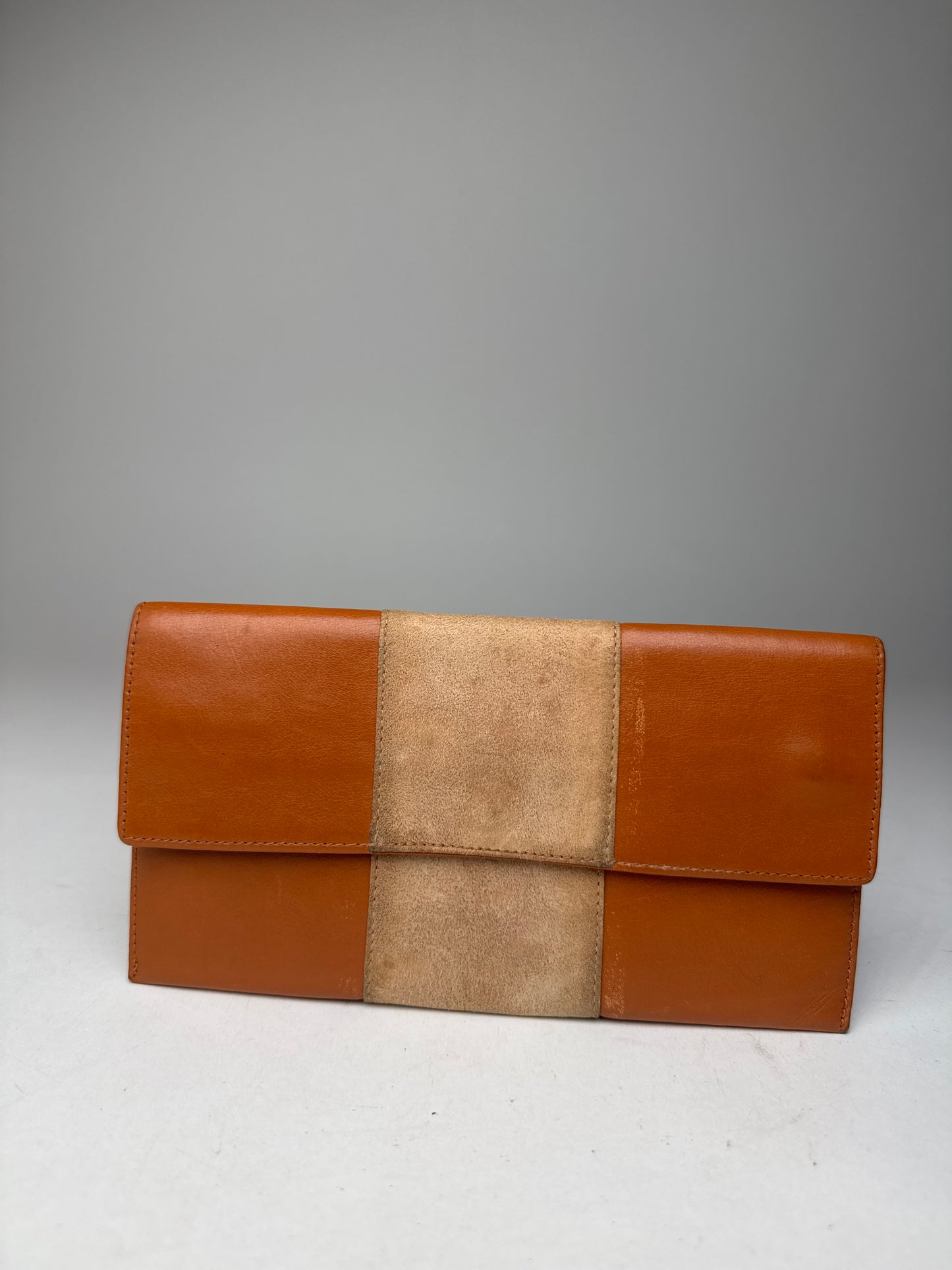 Vintage Dior Leather Suede ID Holder Orange-Brown Beige