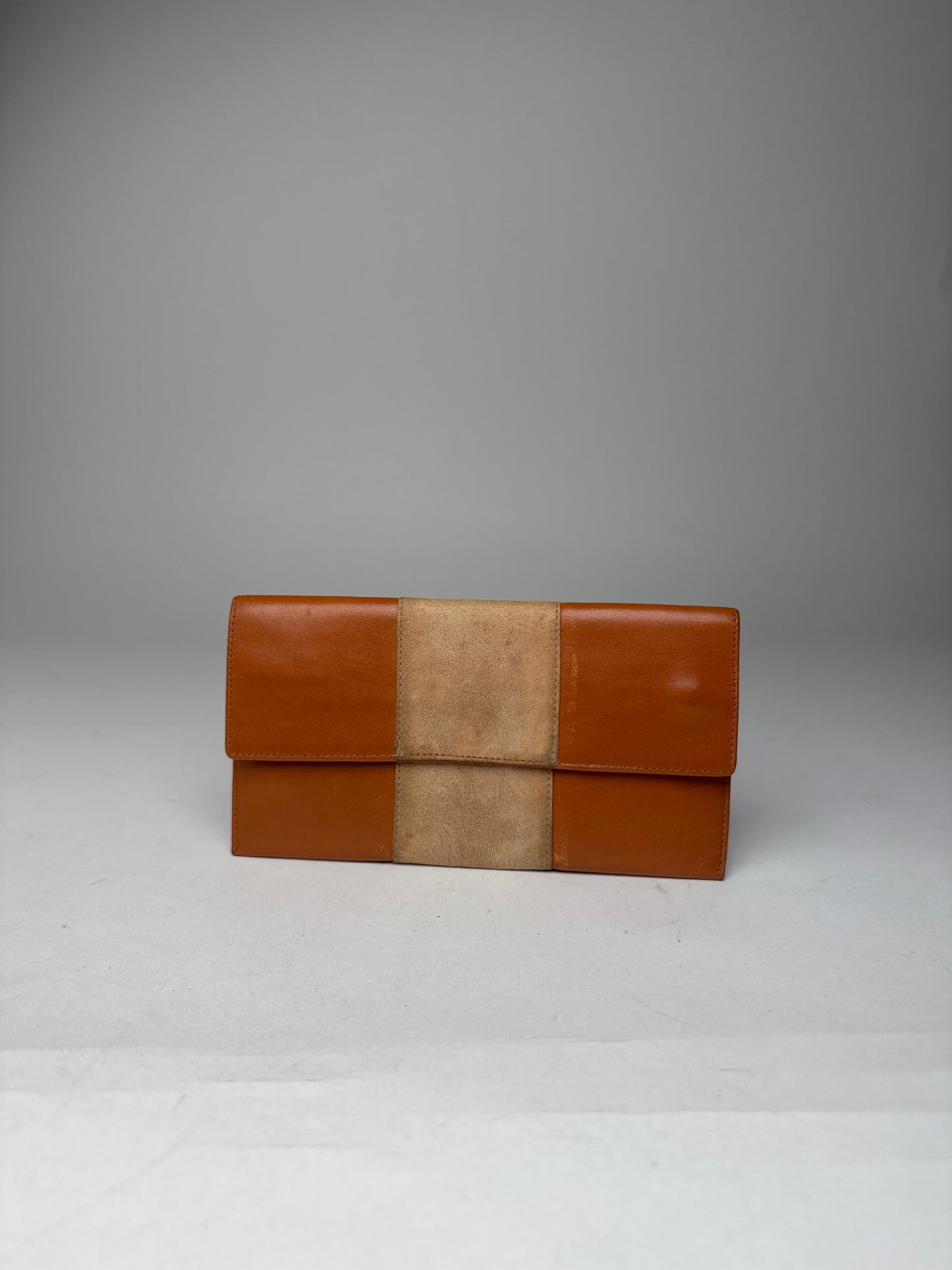 Vintage Dior Leather Suede ID Holder Orange-Brown Beige