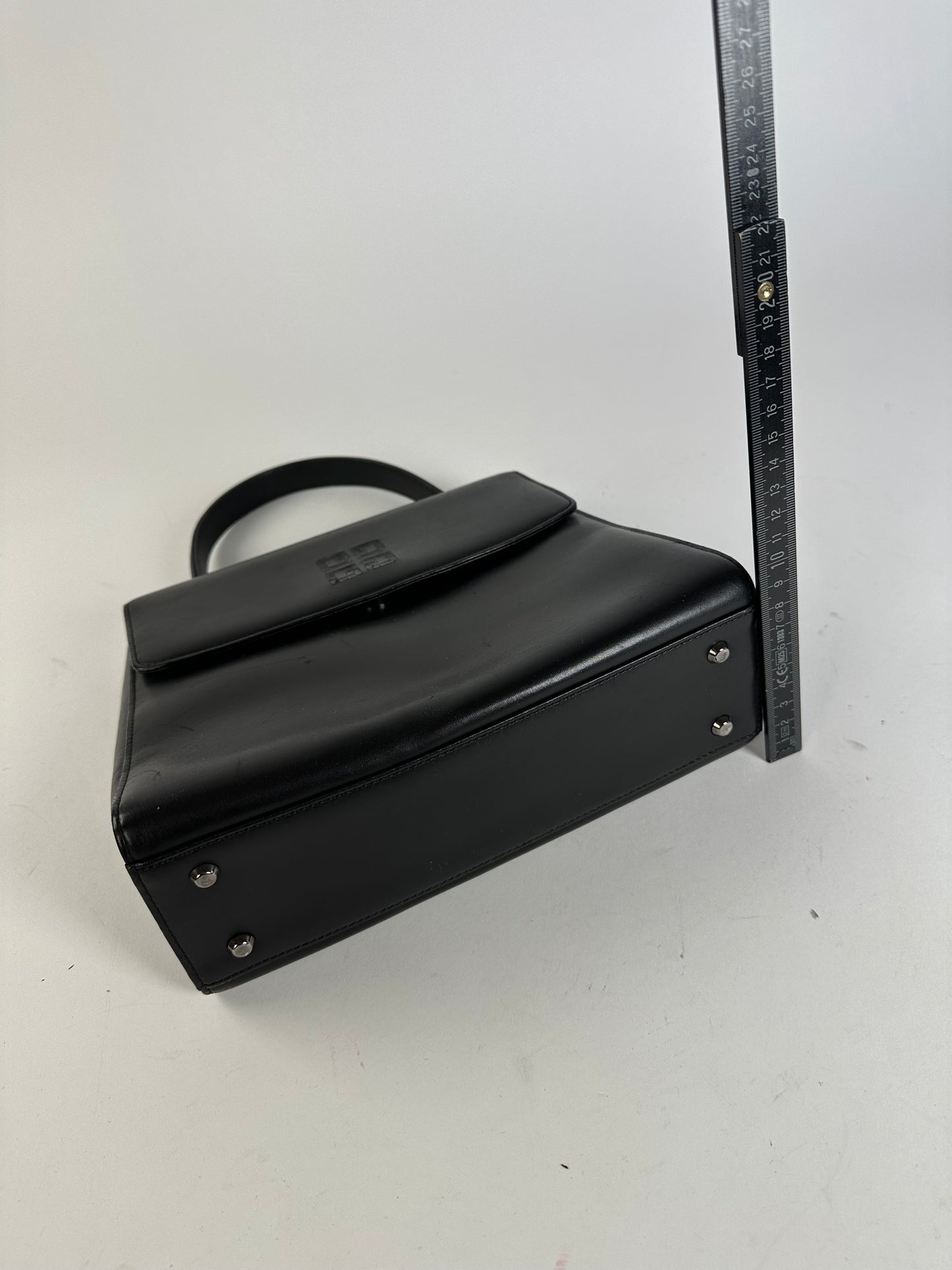 Vintage Givenchy Leather Shoulder Bag Black Silver