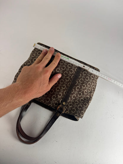 Sac vintage en toile et cuir Macadam Monogram Celine Paris marron
