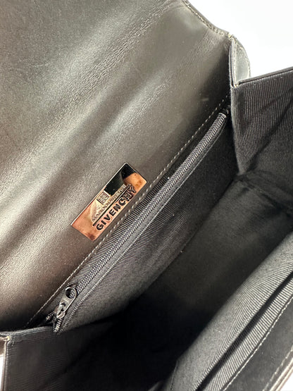 Vintage Givenchy Leather Shoulder Bag Black Silver