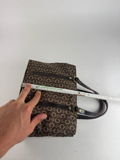 Sac vintage en toile et cuir Macadam Monogram Celine Paris marron