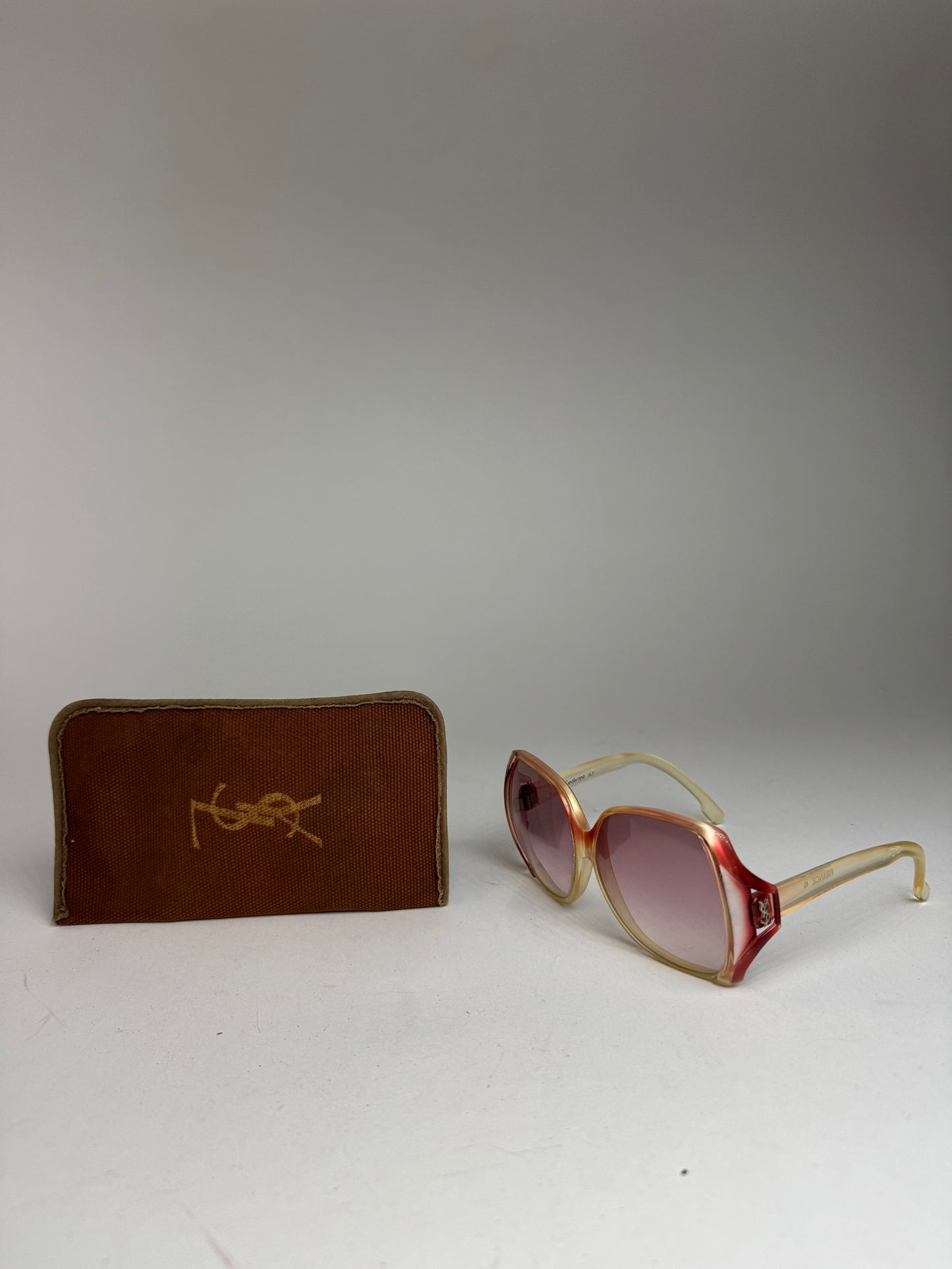 Vintage Yves Saint Laurent Oversized Sunglasses Red beige