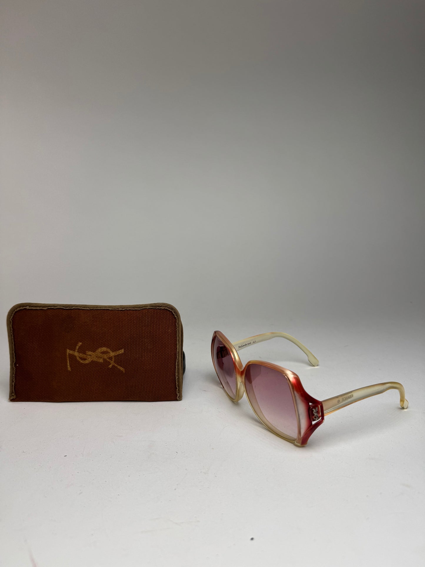 Vintage Yves Saint Laurent Oversized Sunglasses Red beige