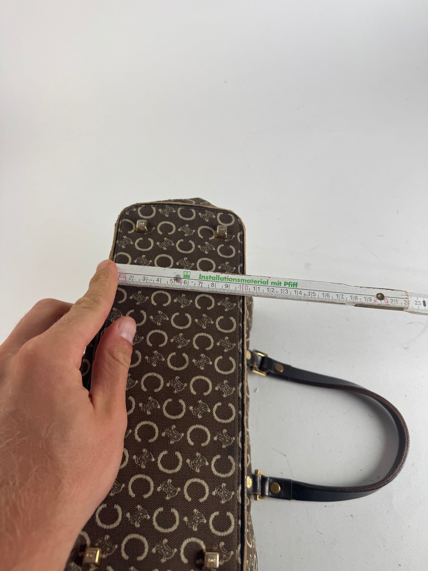 Sac vintage en toile et cuir Macadam Monogram Celine Paris marron