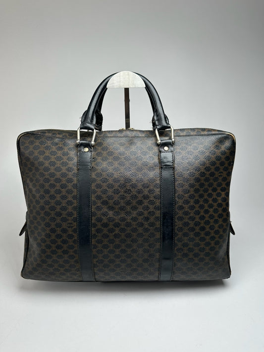 Vintage Celine Paris Leather Monogram Briefcase Brown