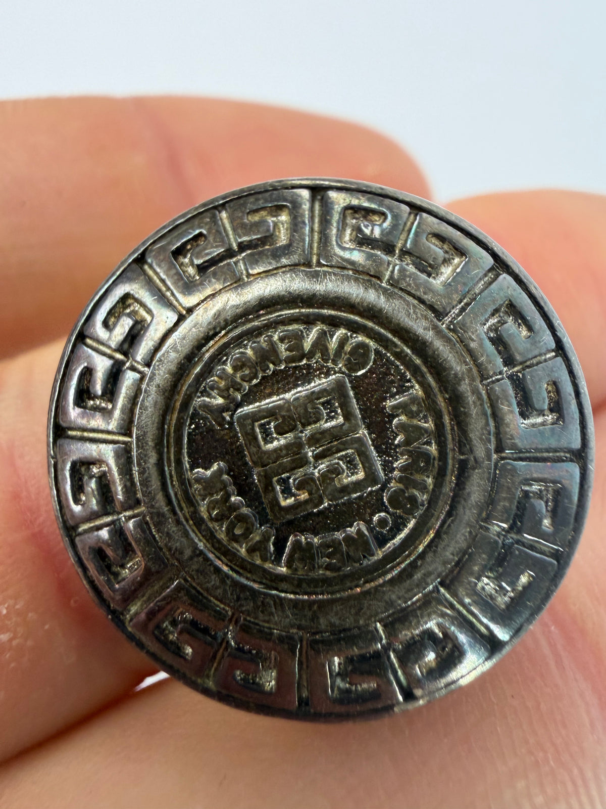 Vintage Givenchy 4G Logo Clip-On Earrings Late 1970s Silver Black