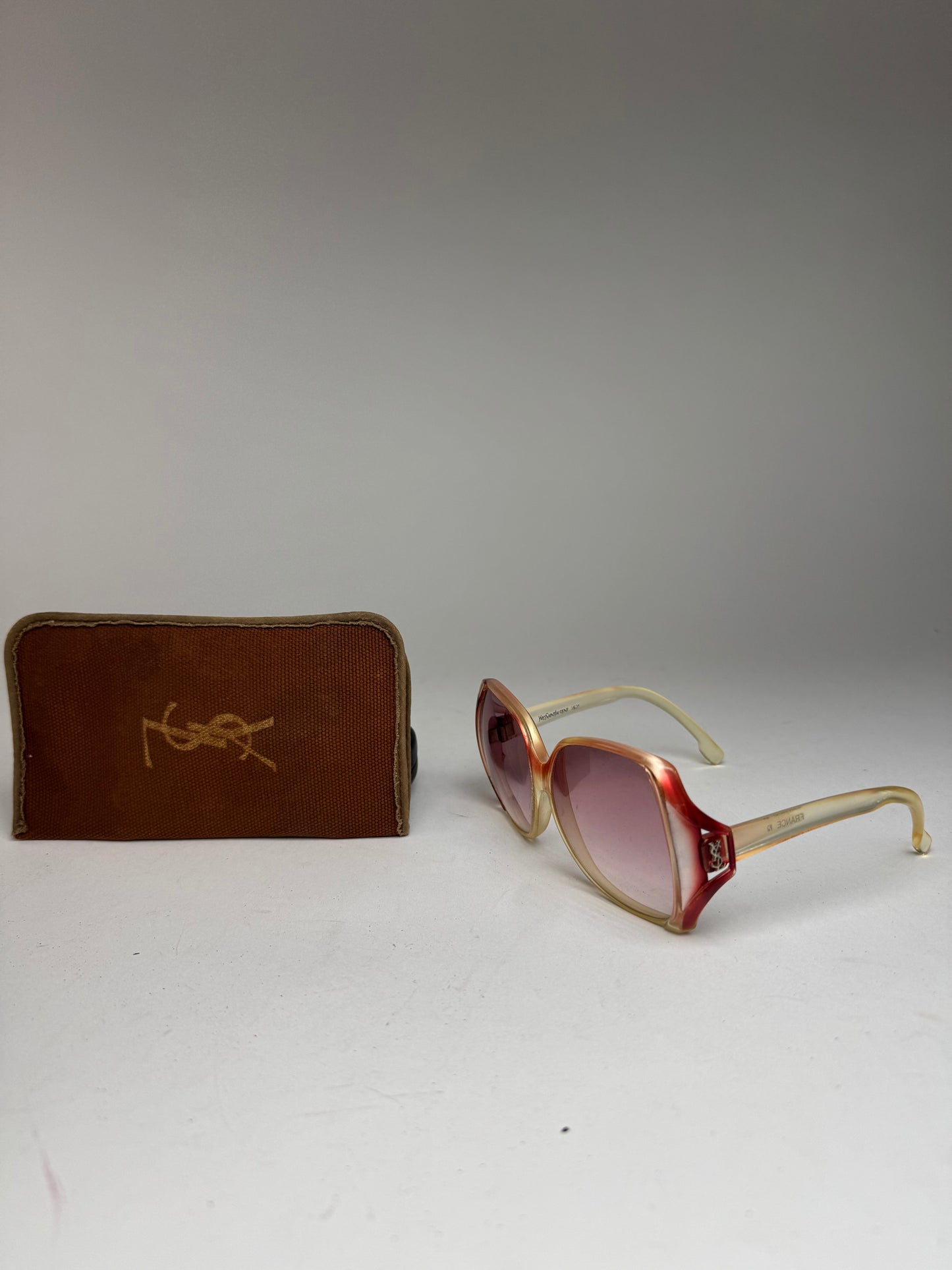 Vintage Yves Saint Laurent Oversized Sunglasses Red beige