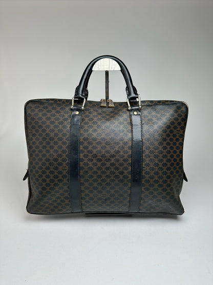 Vintage Celine Paris Leather Monogram Briefcase Brown