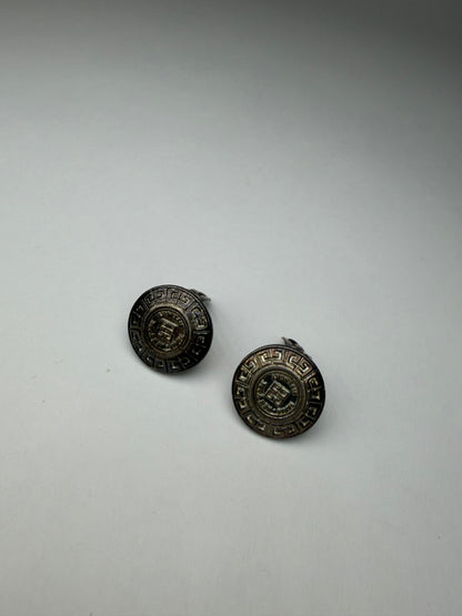 Vintage Givenchy 4G Logo Clip-On Earrings Late 1970s Silver Black