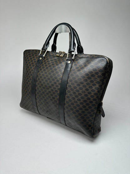 Vintage Celine Paris Leather Monogram Briefcase Brown