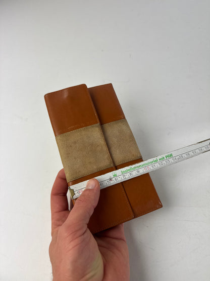 Vintage Dior Leather Suede ID Holder Orange-Brown Beige