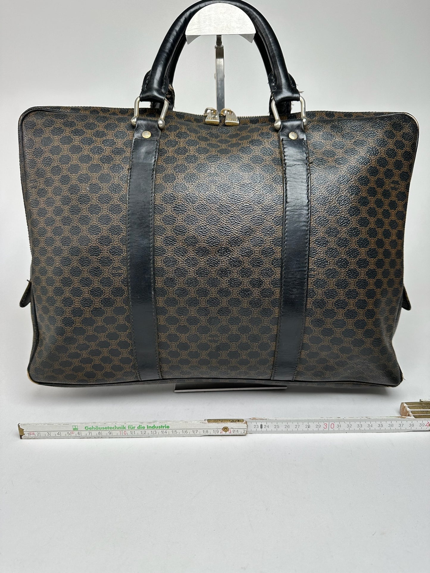 Vintage Celine Paris Leather Monogram Briefcase Brown