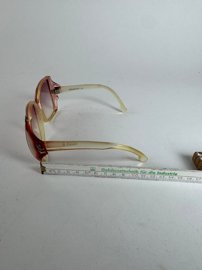 Vintage Yves Saint Laurent Oversized Sunglasses Red beige