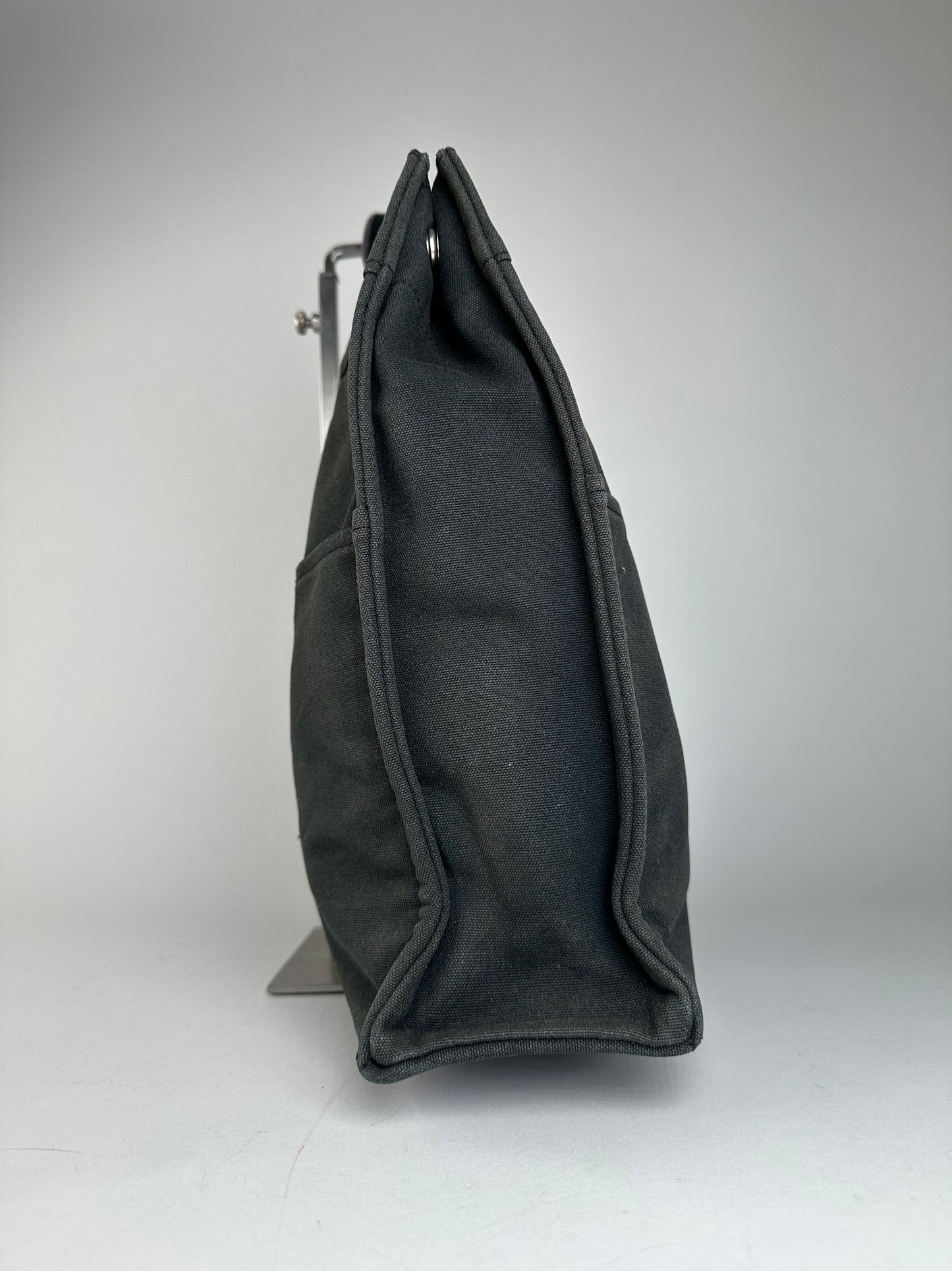 Vintage Hermes Canvas Tote Bag Black Grey