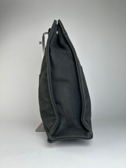 Vintage Hermes Canvas Tote Bag Black Grey