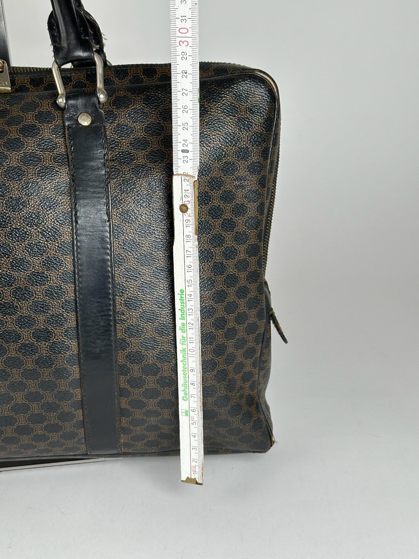 Vintage Celine Paris Leather Monogram Briefcase Brown