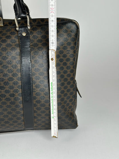 Vintage Celine Paris Leather Monogram Briefcase Brown