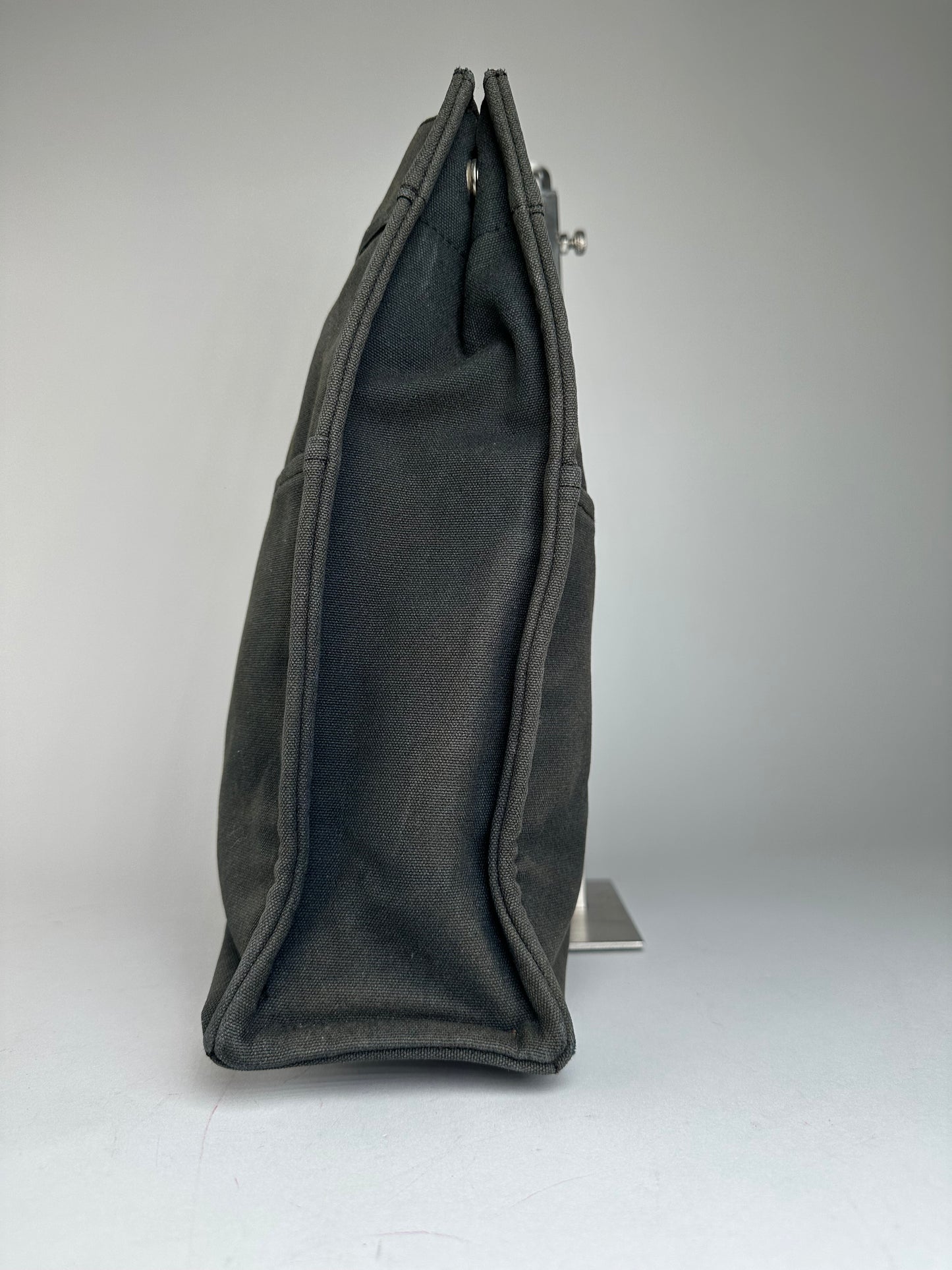 Vintage Hermes Canvas Tote Bag Black Grey